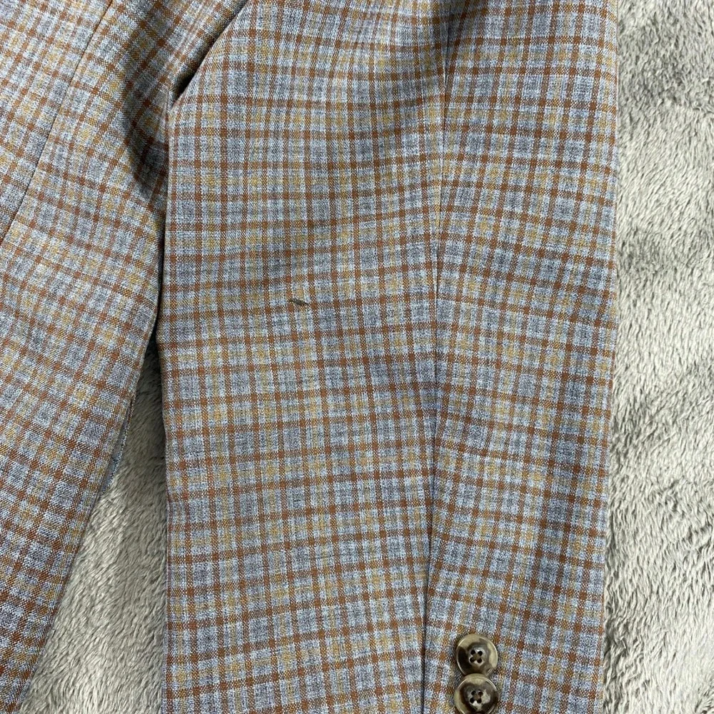 Jos A Bank Sport Coat Mens 40S Brown Blue Plaid 1905 Slim Fit Wool Blazer Preppy